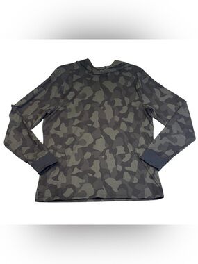 Zella Men's Camo Pullover Hoodie Medium Olive Gray Lightweight Activewear.